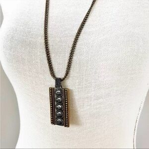 N159 Chico’s Pendant on Multicolor Chain Necklace 34” Chain